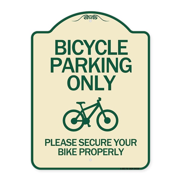 Bicycle Parking Please Secure Your Bike Properly Heavy-Gauge Aluminum Sign, 24" x 18", TG-1824-24319